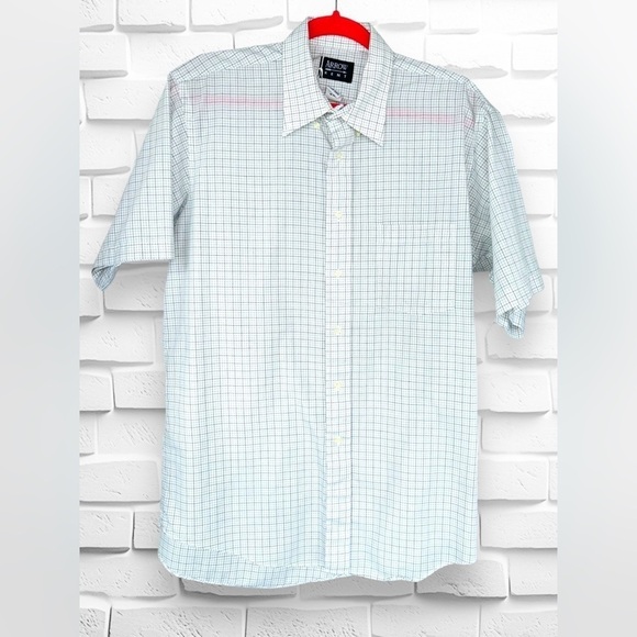 Arrow Other - Arrow Kent Men’s Size 16 Short Sleeve White w/Black & Grey Checkered Plaid Shirt